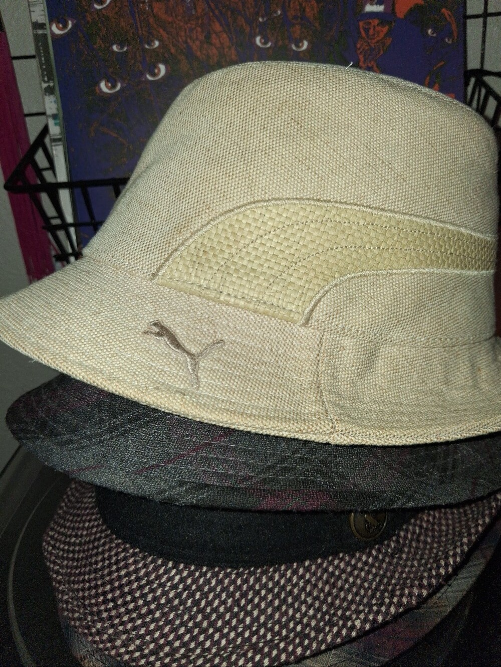 Puma Natural Beige Straw-Accent Bucket Hat